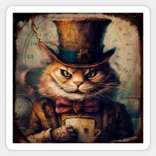 Steampunk Cheshire Cat Retro Alice in Wonderland Sticker